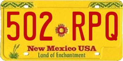 NM license plate 502RPQ