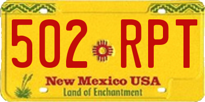 NM license plate 502RPT