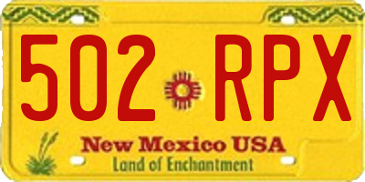 NM license plate 502RPX
