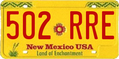 NM license plate 502RRE