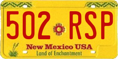 NM license plate 502RSP