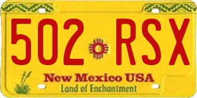 NM license plate 502RSX