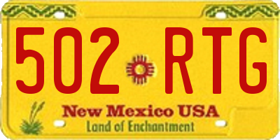 NM license plate 502RTG