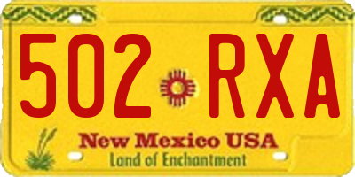 NM license plate 502RXA