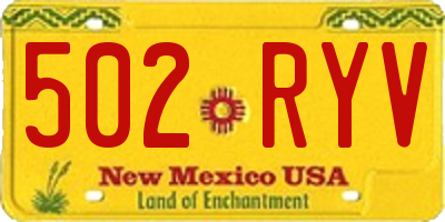 NM license plate 502RYV