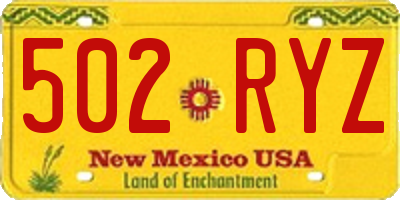NM license plate 502RYZ