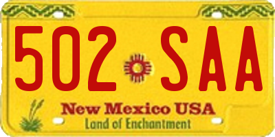 NM license plate 502SAA