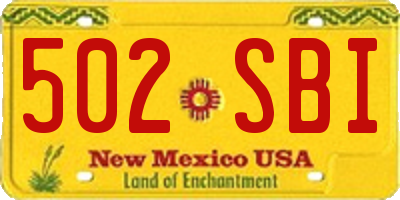 NM license plate 502SBI
