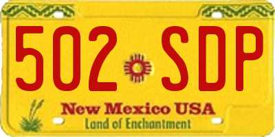 NM license plate 502SDP