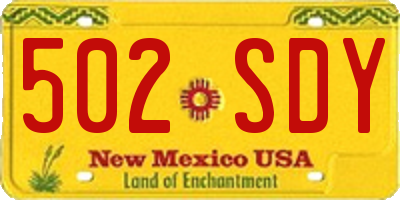 NM license plate 502SDY
