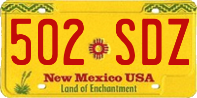 NM license plate 502SDZ
