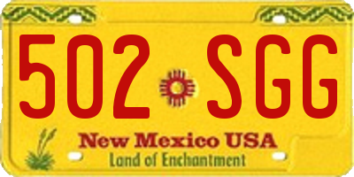 NM license plate 502SGG