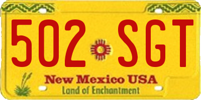 NM license plate 502SGT