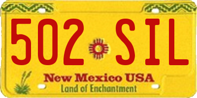NM license plate 502SIL