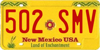 NM license plate 502SMV