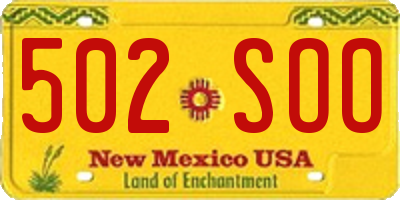 NM license plate 502SOO