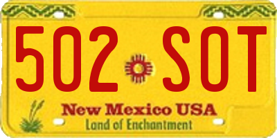 NM license plate 502SOT
