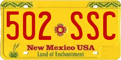 NM license plate 502SSC