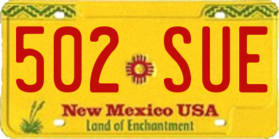 NM license plate 502SUE