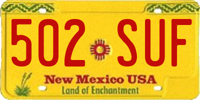 NM license plate 502SUF