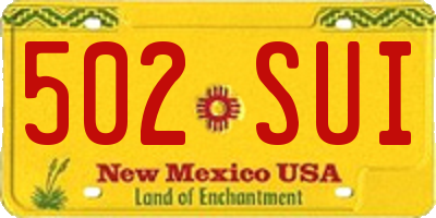 NM license plate 502SUI