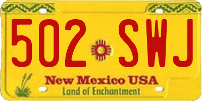 NM license plate 502SWJ