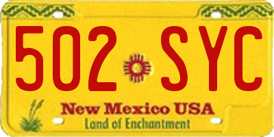 NM license plate 502SYC