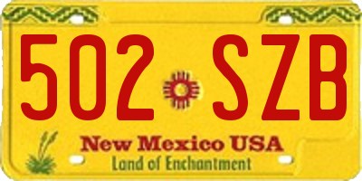 NM license plate 502SZB