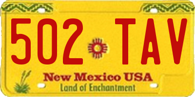 NM license plate 502TAV