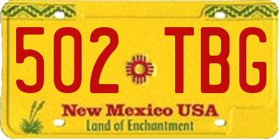 NM license plate 502TBG
