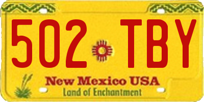 NM license plate 502TBY