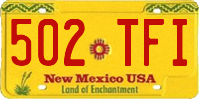 NM license plate 502TFI