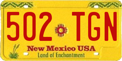 NM license plate 502TGN