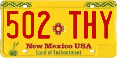 NM license plate 502THY
