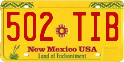 NM license plate 502TIB