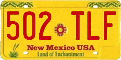 NM license plate 502TLF