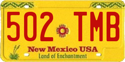 NM license plate 502TMB