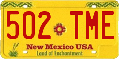 NM license plate 502TME
