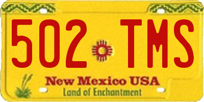NM license plate 502TMS