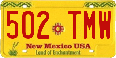 NM license plate 502TMW