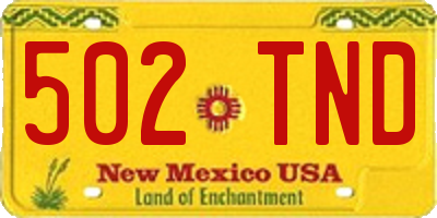 NM license plate 502TND