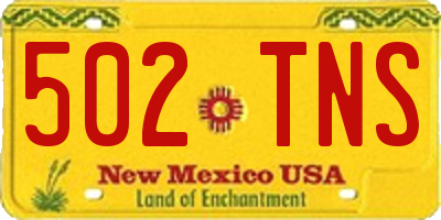 NM license plate 502TNS
