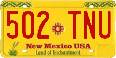 NM license plate 502TNU