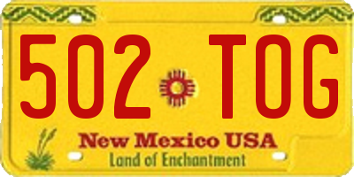 NM license plate 502TOG