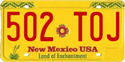 NM license plate 502TOJ