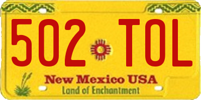 NM license plate 502TOL