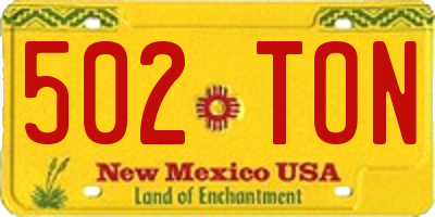 NM license plate 502TON
