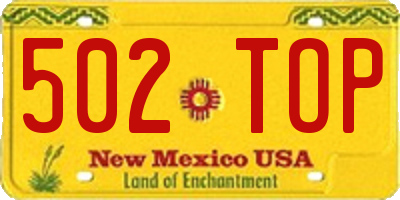 NM license plate 502TOP