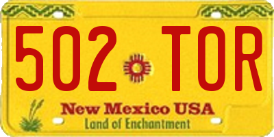 NM license plate 502TOR