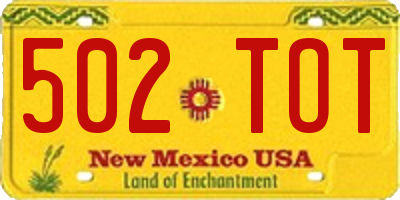 NM license plate 502TOT